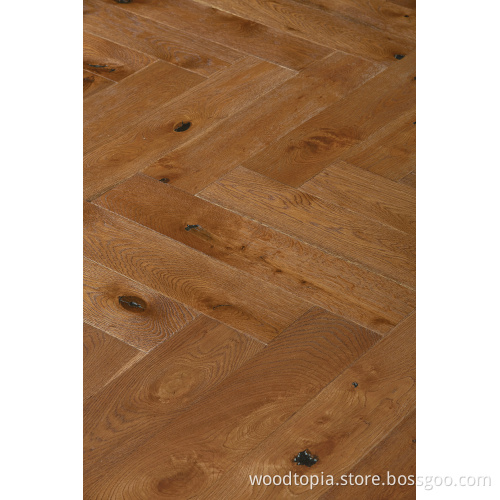 Warna coklat gelap berwarna oak antik herringbone desa